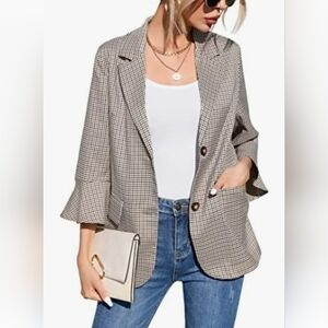 New with tags! KidLove Womens Medium Brown Fall Plaid Checkered Blazer Jacket